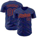 Custom Name Number Baseball Jersey - Personalized Royal Orange 3D Slant Lines Design, Authentic Team Apparel Personalized