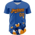 Custom Name & Number Baseball Jersey - Personalized 3D Animal Butterfly Design in Royal Orange-Black Personalized Royal Orange-Black