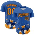 Custom Name & Number Baseball Jersey - Personalized 3D Animal Butterfly Design in Royal Orange-Black Personalized Royal Orange-Black