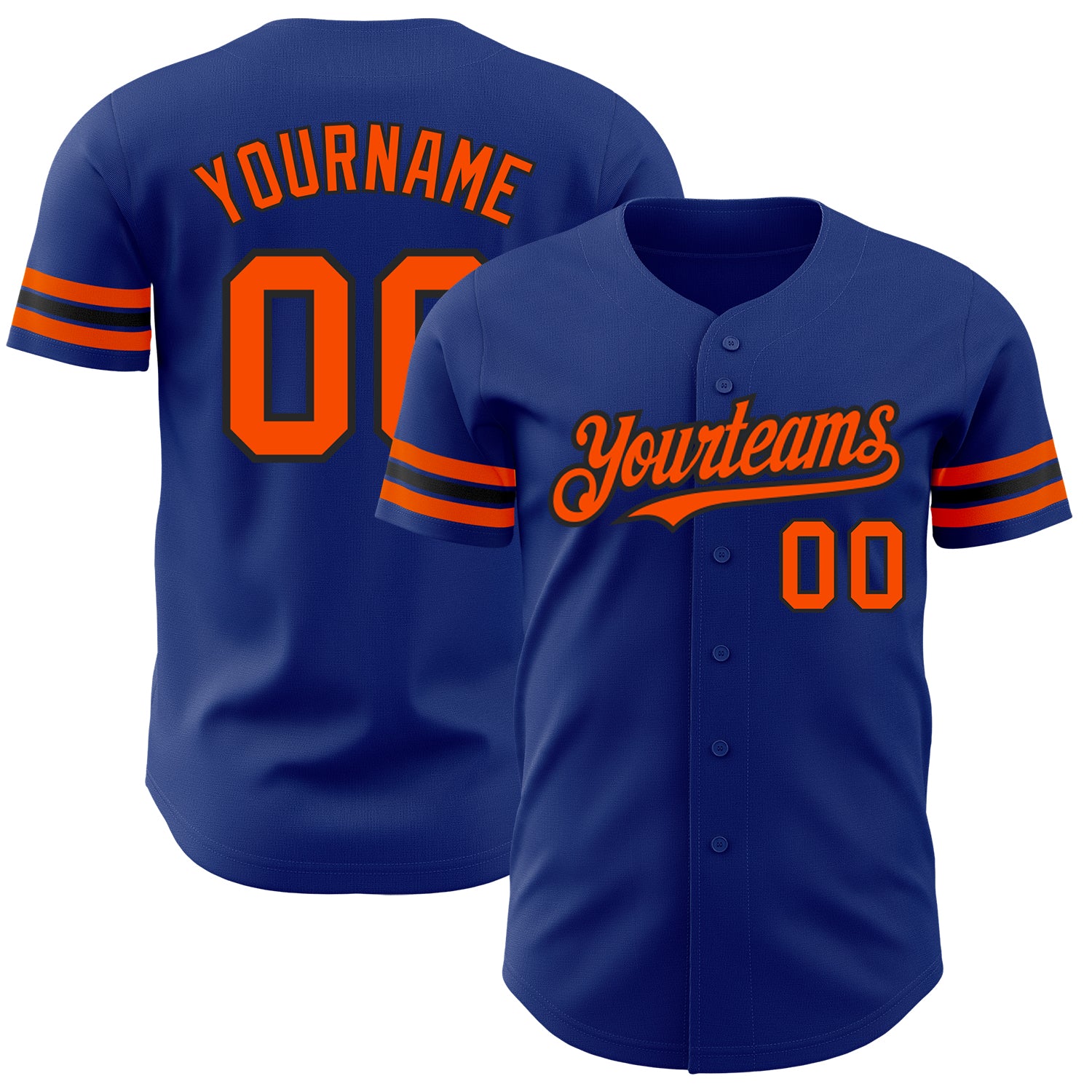 Personalized Authentic Baseball Jersey in Royal Orange and Black Personalized Royal Orange-Black Authentic Baseball Jersey
