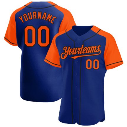 Custom Name and Number Personalized Baseball Jersey - Orange-Black Authentic Raglan Sleeves Team Gear Personalized Royal