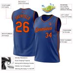 Custom Name and Number Personalized Throwback Basketball Jersey in Royal Orange-Black Personalized Royal Orange-Black Authentic