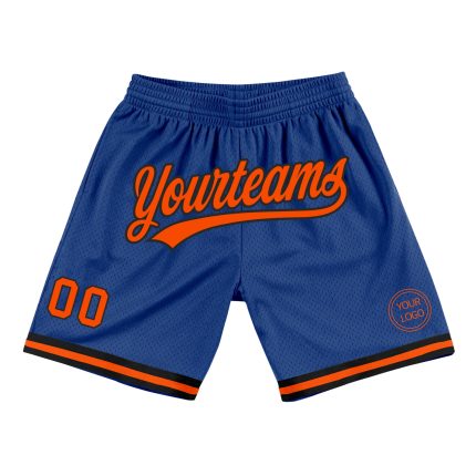 Custom Name Number Authentic Throwback Basketball Shorts - Personalized Royal Orange Black Team Gear Personalized Royal Orange-Black