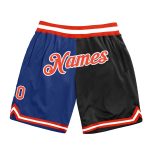Custom Orange-Black Basketball Shorts with Team Name and Number - Personalized Authentic Throwback Split Fashion Design Personalized