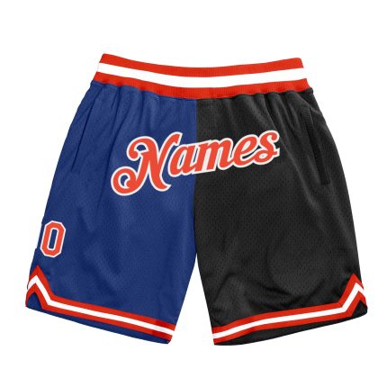 Custom Orange-Black Basketball Shorts with Team Name and Number - Personalized Authentic Throwback Split Fashion Design Personalized