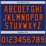 Custom Name and Number Bomber Jacket in Royal Orange-Black Two Tone Full-Snap Varsity Letterman Style Personalized Royal