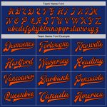 Custom Name and Number Bomber Jacket in Royal Orange-Black Two Tone Full-Snap Varsity Letterman Style Personalized Royal