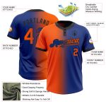 Custom Name and Number Unisex Softball Jersey - Personalized Royal Orange-Black Gradient Two-Button Fashion Top Personalized
