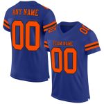 Custom Name and Number Authentic Football Jersey in Royal Orange-Black Mesh - Personalized Team Gear Personalized Royal Orange-Black