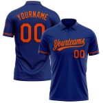 Custom Team Name Number Royal Orange Black Performance Golf Polo Shirt Personalized Royal Orange-Black Performance Vapor