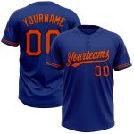 Custom Name and Number Softball Jersey - Personalized Unisex Royal Orange-Black Two-Button Design Personalized Royal Orange-Black
