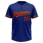Custom Name and Number Softball Jersey - Personalized Unisex Royal Orange-Black Two-Button Design Personalized Royal Orange-Black