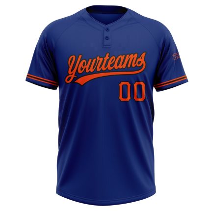 Custom Name and Number Softball Jersey - Personalized Unisex Royal Orange-Black Two-Button Design Personalized Royal Orange-Black