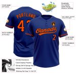 Custom Name and Number Softball Jersey - Personalized Unisex Royal Orange-Black Two-Button Design Personalized Royal Orange-Black