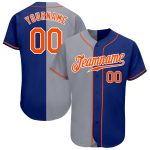 Custom Name and Number Authentic Baseball Jersey - Personalized Royal Orange Gray Split Fashion Style Personalized Royal
