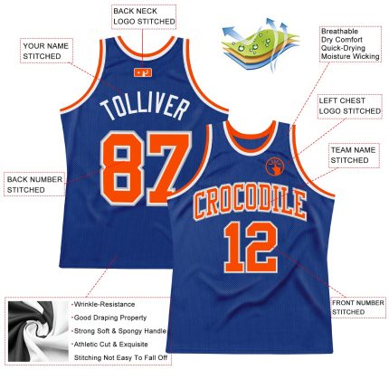 Custom Name and Number Personalized Royal Orange-Gray Basketball Jersey - Authentic Throwback Personalized Royal Orange-Gray