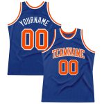 Custom Name and Number Personalized Royal Orange-Gray Basketball Jersey - Authentic Throwback Personalized Royal Orange-Gray