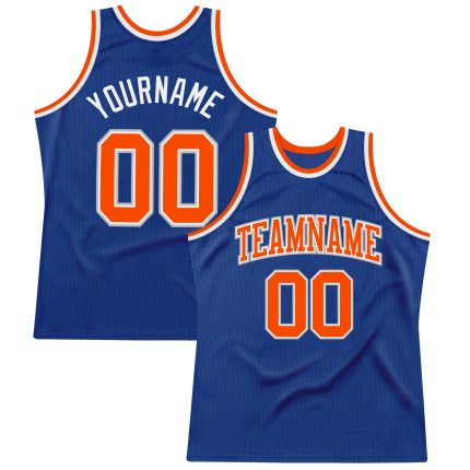 Custom Name and Number Personalized Royal Orange-Gray Basketball Jersey - Authentic Throwback Personalized Royal Orange-Gray