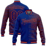 Custom Name and Number Personalized Bomber Varsity Jacket with Royal Orange Halftone 3D Pattern Design Personalized Royal