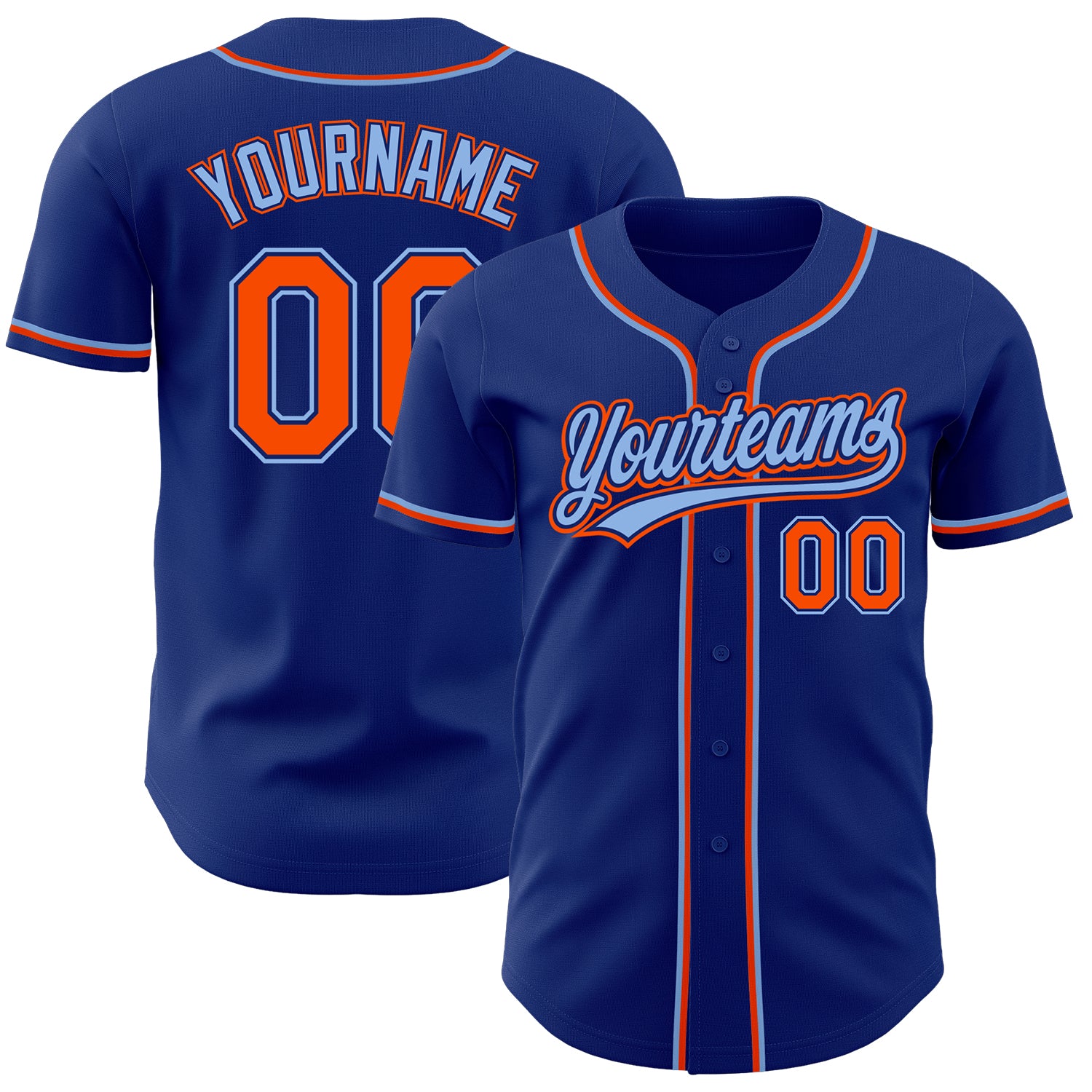 Custom Name and Number Authentic Baseball Jersey - Personalized Royal Orange Light Blue Team Jersey Personalized Royal Orange-Light
