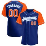 Custom Name and Number Baseball Jersey for Team - Personalized Royal Orange Light Blue Authentic Raglan Sleeves Personalized