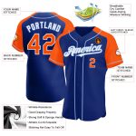 Custom Name and Number Baseball Jersey for Team - Personalized Royal Orange Light Blue Authentic Raglan Sleeves Personalized