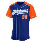 Custom Name and Number Baseball Jersey for Team - Personalized Royal Orange Light Blue Authentic Raglan Sleeves Personalized