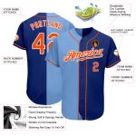 Personalized Team Baseball Jersey in Royal Orange and Light Blue - Custom Name and Number Authentic Split Design Personalized