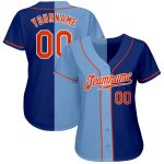 Personalized Team Baseball Jersey in Royal Orange and Light Blue - Custom Name and Number Authentic Split Design Personalized