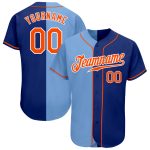 Personalized Team Baseball Jersey in Royal Orange and Light Blue - Custom Name and Number Authentic Split Design Personalized