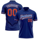 Custom Name Number Performance Vapor Golf Polo Shirt - Royal Orange Light Blue Personalized Royal Orange-Light Blue Performance