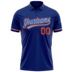 Custom Name Number Performance Vapor Golf Polo Shirt - Royal Orange Light Blue Personalized Royal Orange-Light Blue Performance
