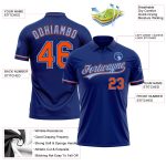 Custom Name Number Performance Vapor Golf Polo Shirt - Royal Orange Light Blue Personalized Royal Orange-Light Blue Performance