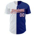 Custom Name Number Royal Orange Light Blue Pinstripe Baseball Jersey Authentic Split Fashion Team Personalized Royal Orange-Light