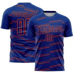 Custom Sublimation Soccer Jersey with Personalized Name and Number - Royal Orange Lines Team Uniform Personalized Royal Orange