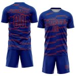 Custom Sublimation Soccer Jersey with Personalized Name and Number - Royal Orange Lines Team Uniform Personalized Royal Orange