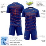 Custom Sublimation Soccer Jersey with Personalized Name and Number - Royal Orange Lines Team Uniform Personalized Royal Orange
