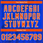 Personalized Custom Name Number Royal Orange Navy 3D Pattern Varsity Letterman Bomber Jacket Personalized Royal Orange-Navy