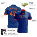 Custom Team Name and Number Royal Orange Performance Golf Polo Shirt - Personalized Golf Apparel Personalized Royal Orange