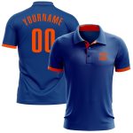 Custom Team Name and Number Royal Orange Performance Golf Polo Shirt - Personalized Golf Apparel Personalized Royal Orange