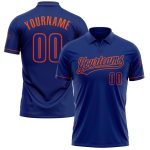 Custom Personalized Team Name Number Royal Orange Vapor Golf Polo Shirt Personalized Royal Orange Performance Vapor Golf