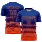 Personalized Soccer Jersey Uniform - Custom Name & Number, Royal Orange Pinstripe Fade Fashion Sublimation Design Personalized