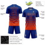 Personalized Soccer Jersey Uniform - Custom Name & Number, Royal Orange Pinstripe Fade Fashion Sublimation Design Personalized