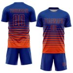 Personalized Soccer Jersey Uniform - Custom Name & Number, Royal Orange Pinstripe Fade Fashion Sublimation Design Personalized