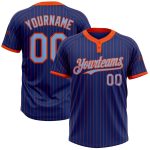 Custom Team Name Number Unisex Softball Jersey Light Blue Royal Orange Pinstripe Two-Button Personalized Royal Orange Pinstripe