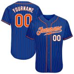 Custom Name and Number Authentic Baseball Jersey - Personalized Orange-White Royal Pinstripe Team Jersey Personalized Royal