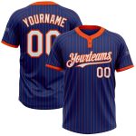 Custom Name and Number Unisex Softball Jersey - Personalized Royal Orange Pinstripe Two-Button Design Personalized Royal