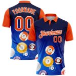 Custom Name Number Billiards Polo Shirt - Personalized Royal Orange-White 3D Pattern Performance Design Personalized Royal