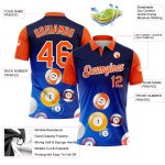 Custom Name Number Billiards Polo Shirt - Personalized Royal Orange-White 3D Pattern Performance Design Personalized Royal