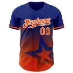 Custom Name and Number Baseball Jersey - Personalized 3D Twinkle Star Design in Royal Orange-White Color Gradient Personalized